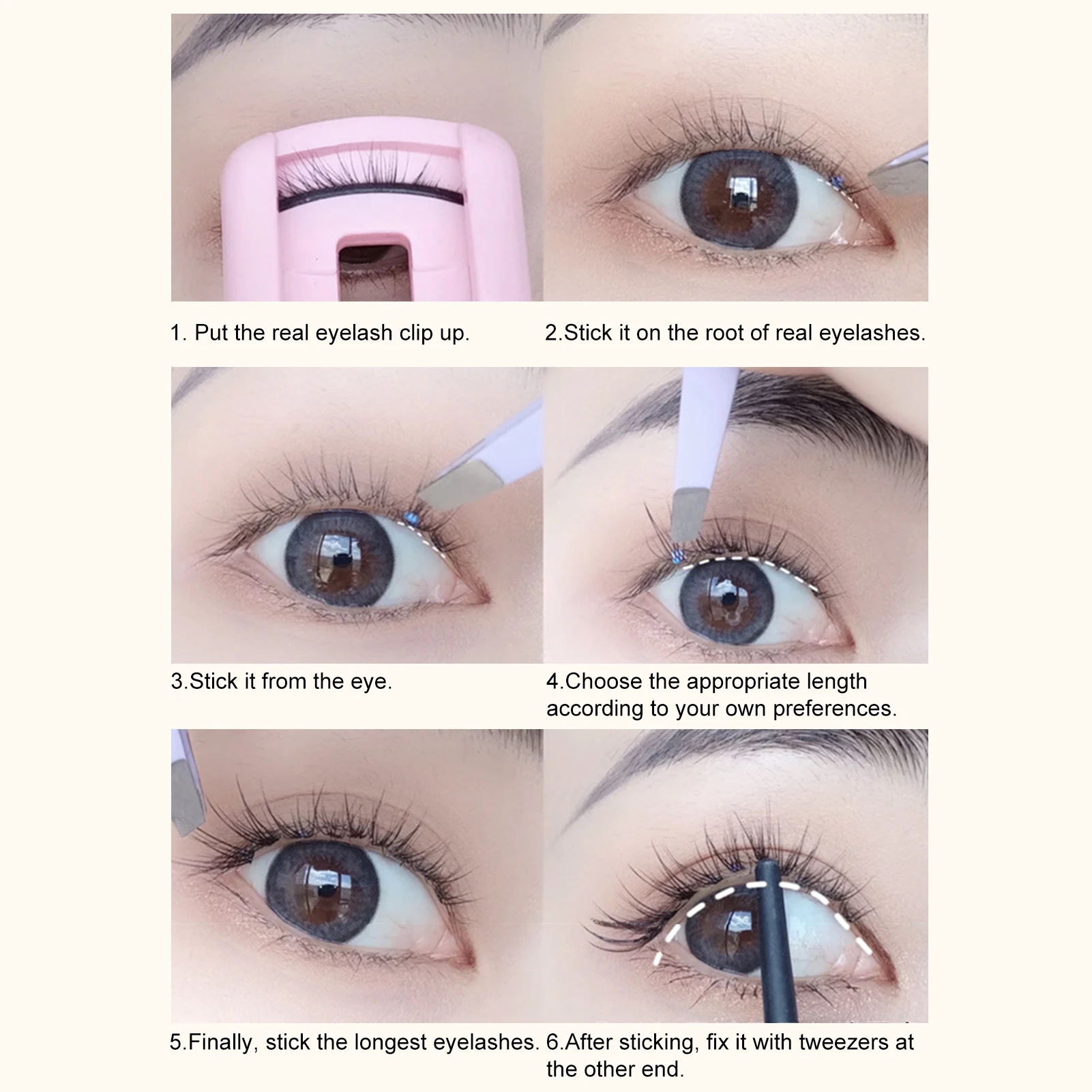 Zestaw do symulacji sztucznych rzęs, pojedyncze kępki, segmentowe sztuczne rzęsy z klejem do rzęs i zestawem pęset, narzędzie do makijażu.