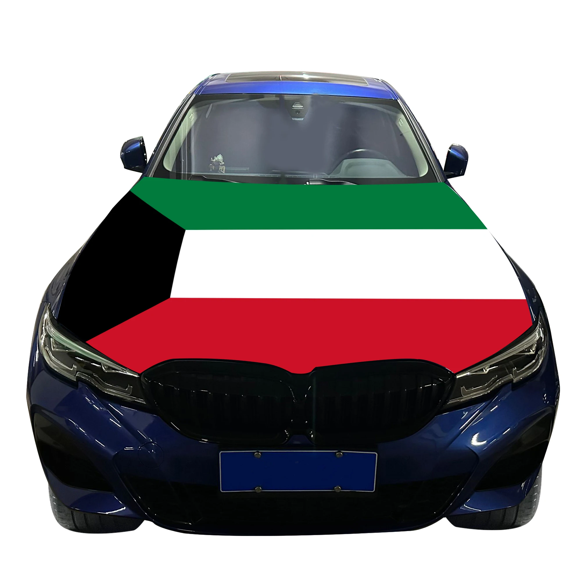 Kuwait Car Hood Cover Flag  Universal Size Elastic Polyester 120x150cm for Car Decor