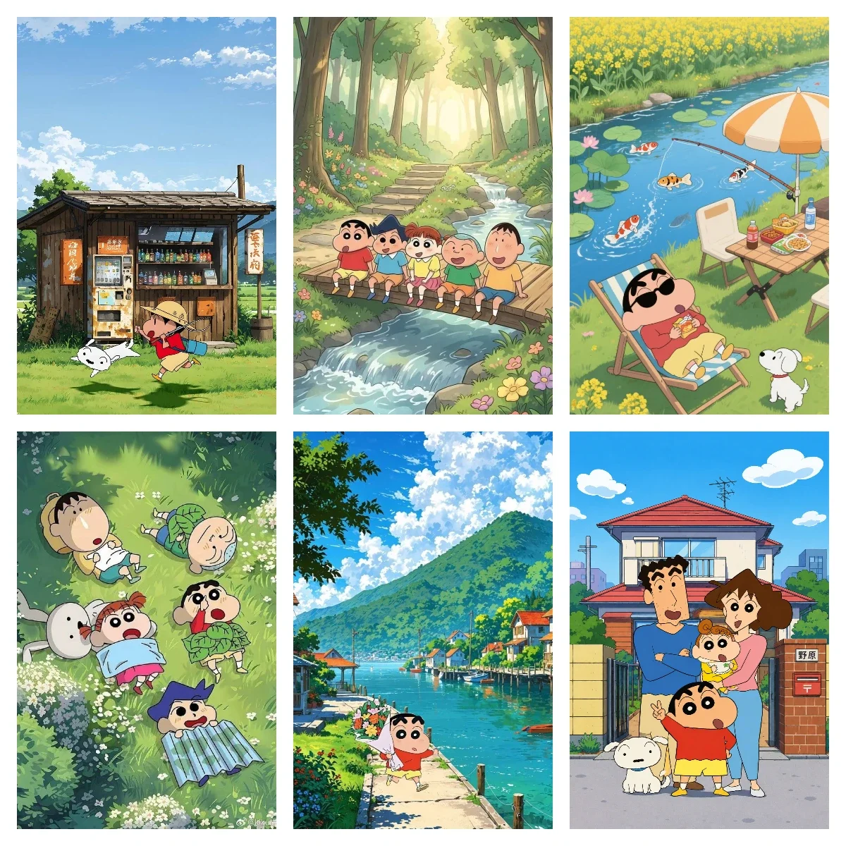 DIY Crayon Shin-chan Summer Town Landscape Diamond Painting Modern Wall Decoration for Living Room and Bedroom