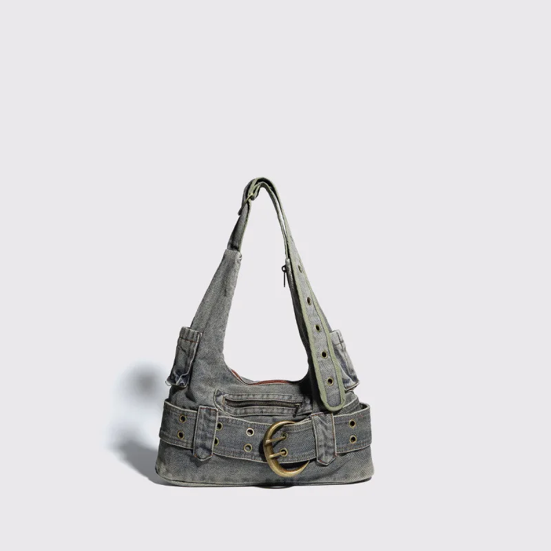 

New Y2k Washed Denim Women's Bag With A Vintage Texture Casual Versatile Underarm Bag Crossbody Bag