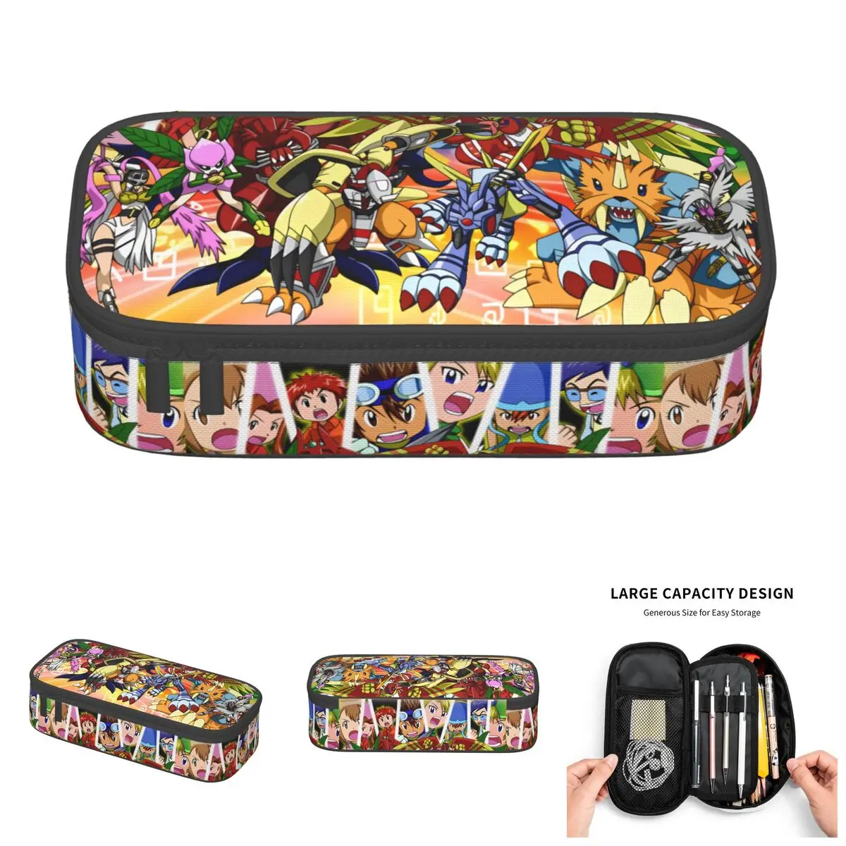 Estuches para lápices bonitos de Joe Kido Digimon Izzy Izumi, estuche grande para lápices para niñas y niños, Mimi Tachikawa Sora Takenouchi, papelería