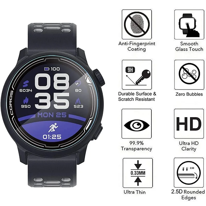 5 шт., Защита экрана для смарт-часов Coros Pace 3, закаленное стекло, защита от царапин, Защитная пленка для Coros Pace 2