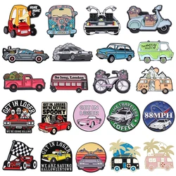 Cartoon Vehicle Car Enamel Pins Sports Car Racing Bike Travel Bus Collection Brooches Lapel Badge Jewelry Gift For Friends