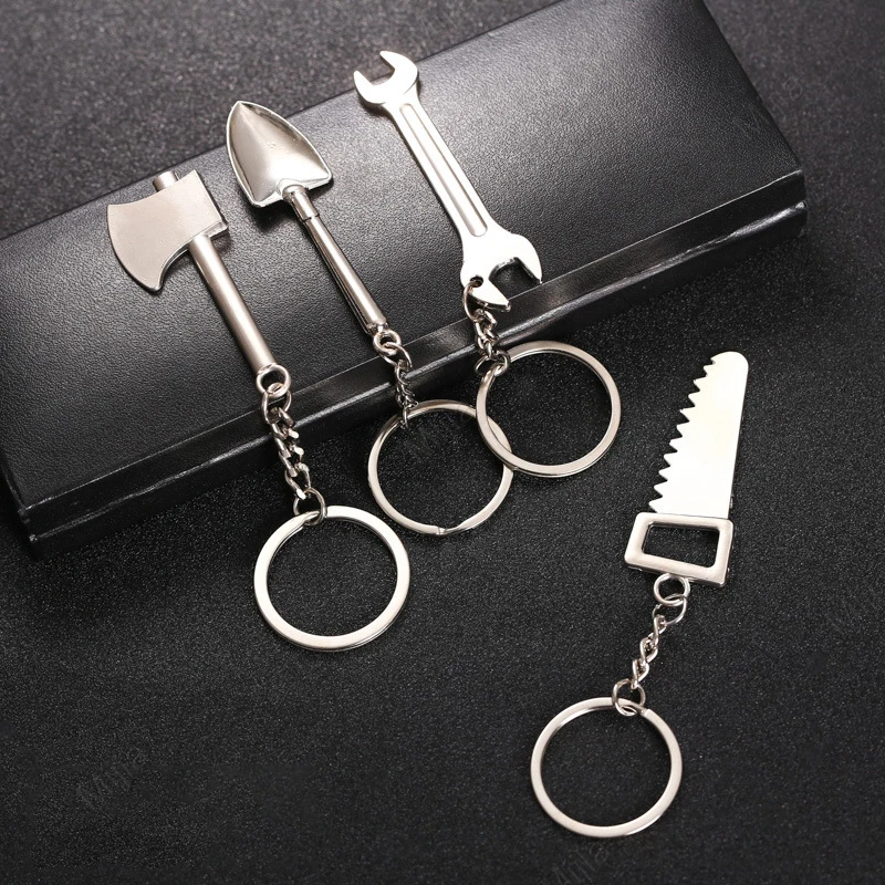 Portable Mini Keyring For Men Car Bag Key Chains Combination Hardware Tool Utility Pocket Ruler Hammer Wrench Pliers Shovel