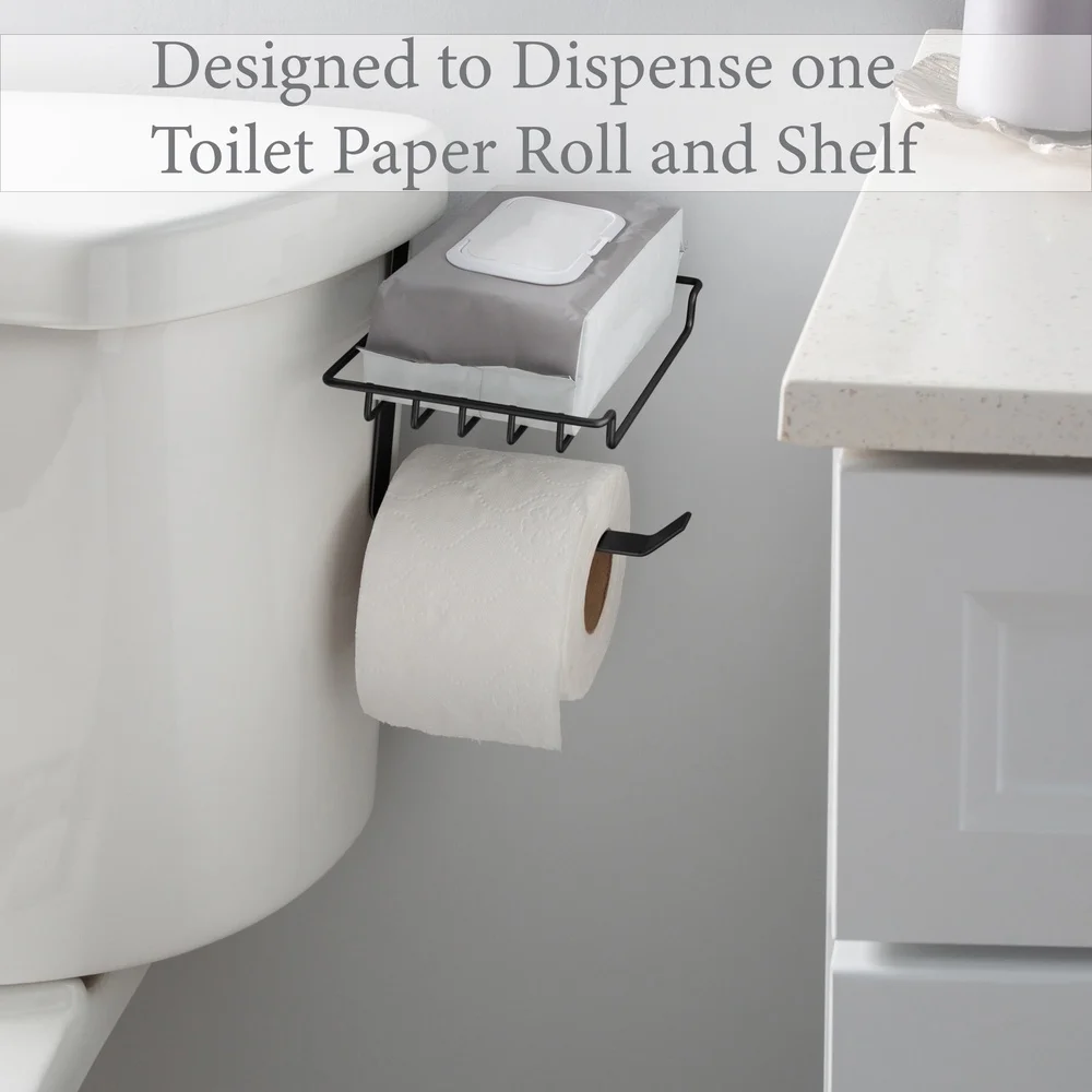 탱크 위에 설치하는 휴지 디스펜서 선반 포함 물티슈 폰 홀더 쉬운 설치 욕실 수납 솔루션