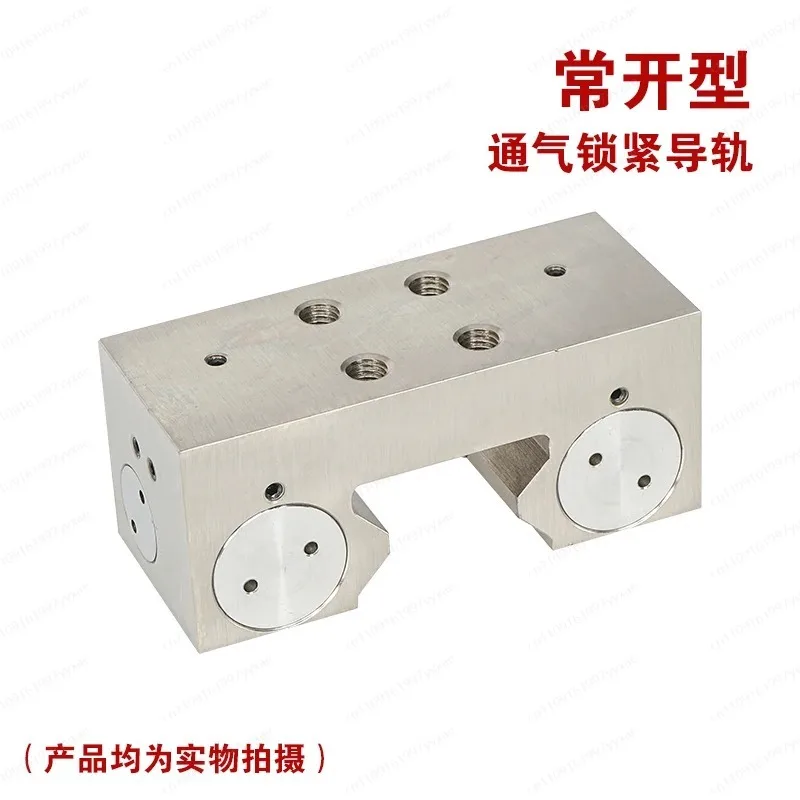 

Пневматический захват рельсового типа, нормально открытый, с блокировкой по конечному положению.