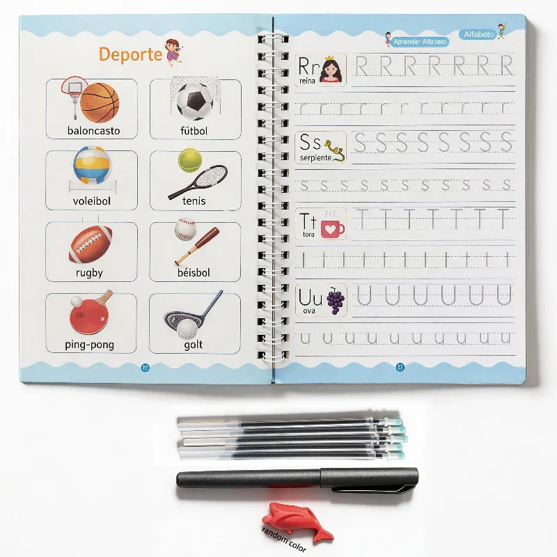Spanish Alphabet Copybook Letter Writing Groove Practice Book Reading and Writing Practice Writing Activity Copybook Practice