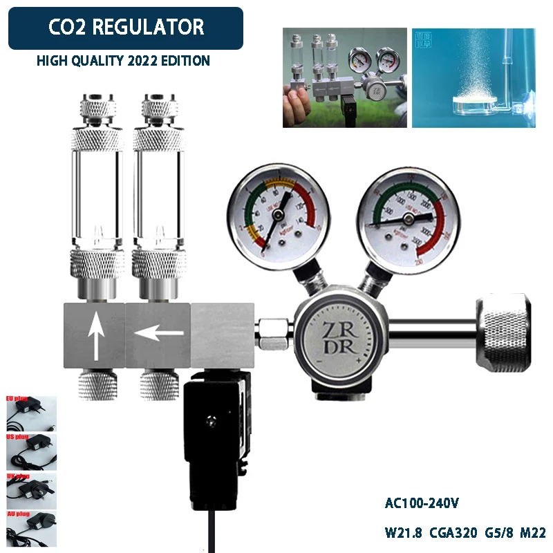 

2022 version fish tank DIYCO2 regulator, solenoid valve bubble counter CO2 reaction control system pressure reducing valve kit