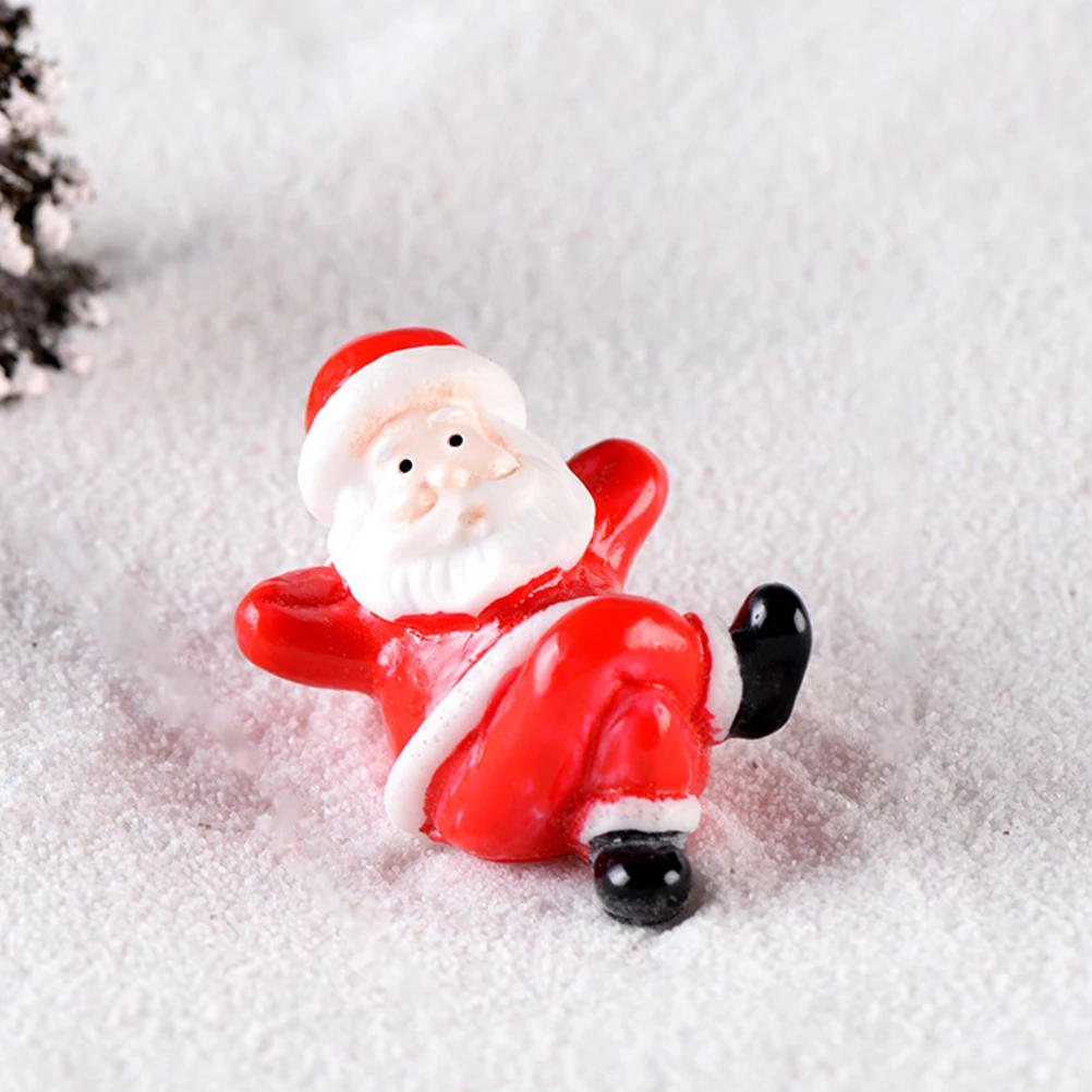 12pcs Christmas Santa Claus Miniature Figurines Resin Embellishment Christmas House Decoration Snow Globe Figurines Claus