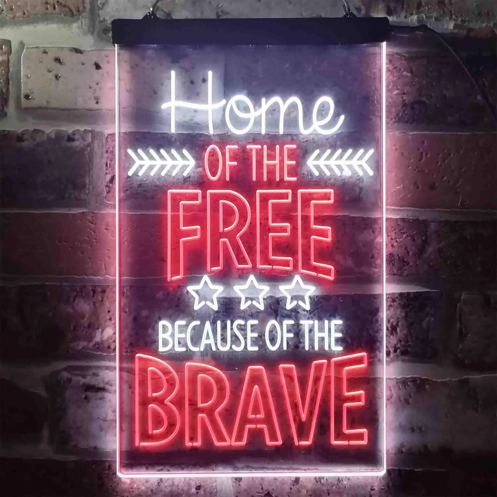 Home of The Free Because of The Brave US Army Marine Dual Color Led Neon Sign st6-i3415