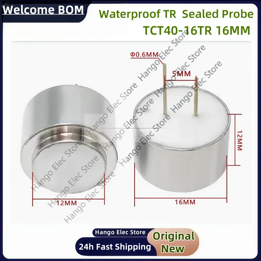 

5PCS/Lot 16MM TCT40-16TR Ultrasonic Ranging Sensor 16-40KHz Waterproof TR Integrated Sealed Probe for Distance Measurement