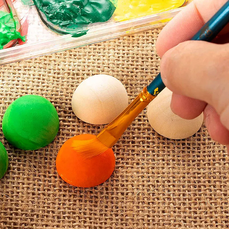 10-200Pcs Natural Half Wooden Beads 10-30mm Half Unfinished Wood Balls For  DIY Kids Arts And Craft Accessories Decoration