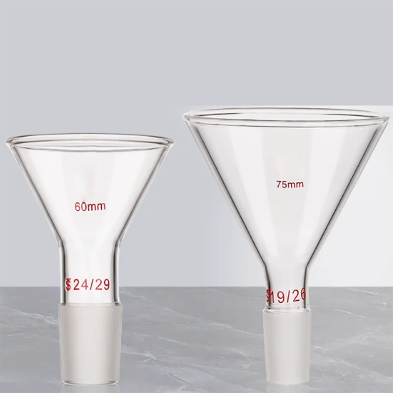 Standard mouth glass feeding triangular funnel 60/75/80/90/100/120/150mm liquid filling solid liquid powder funnel