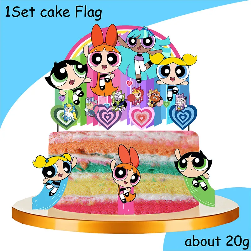 The Powerpuff Girls Cartoon Birthday Party banner Decorations Powerpuff  Blossom Theme Baby Shower Kids Birthday Party Supplies