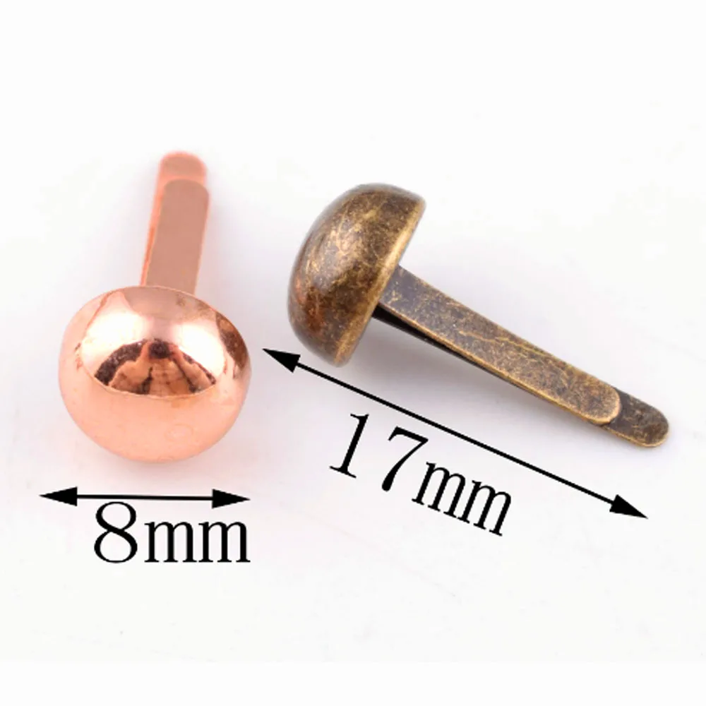 50pcs Purse Feet Rivets Studs Round Brads Rose Gold  Fasteners  for DIY Purse Handbag Leather Crafts Punk Diy Bag Accessories