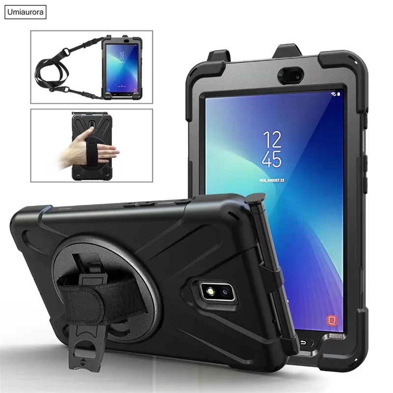 For Samsung Tab Active 2 8.0 inch T390 T395 SM-T395 SM-T390 Case Heavy Duty Shockproof PC Armor Cover With Hand Shoulder Strap