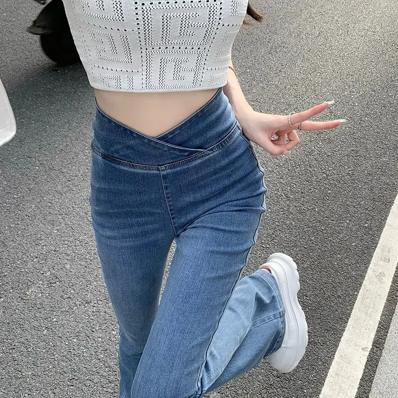 Asymmetrica Jeans Bell Bottom Pants Woman Denim Jeans Pants For Women 2022 High Waisted Flare Leggings Skinny Vintage New Korean