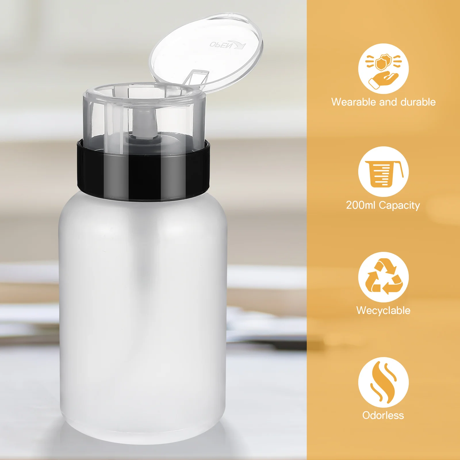 2 قطعة زجاجات موزع المضخة مزيل طلاء الأظافر البلاستيك الفارغ دفع أسفل زجاجات مزيل ماكياج السائل الشفاف المحمولة #1