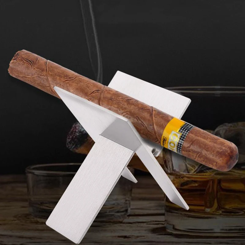 1PCS Cigar Holder Foldable Cigar Rest Portable Cigar Stand Rack  Stainless Steel Holder Display Pratical Tool For Smokers