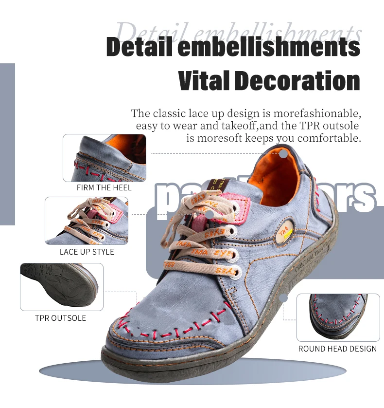 Tma Eyes Damen hand genähte Leder Sneakers leichte flache Design Schuhe für Frauen für die Herbstsaison – Detail 5