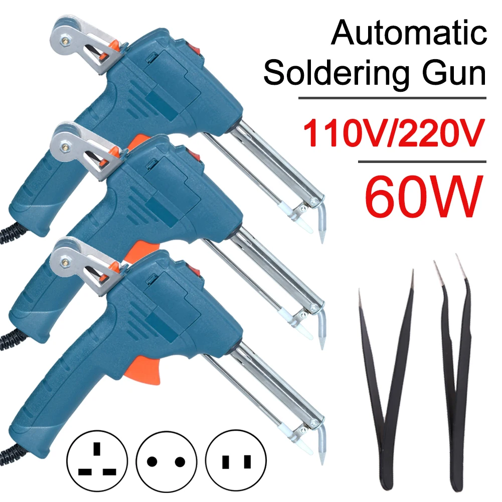 60W Automatic Soldering Gun 110V/220V Hand-Held Internal Heating Automatically Send Tin Gun Soldering Iron Kit Repair Tool