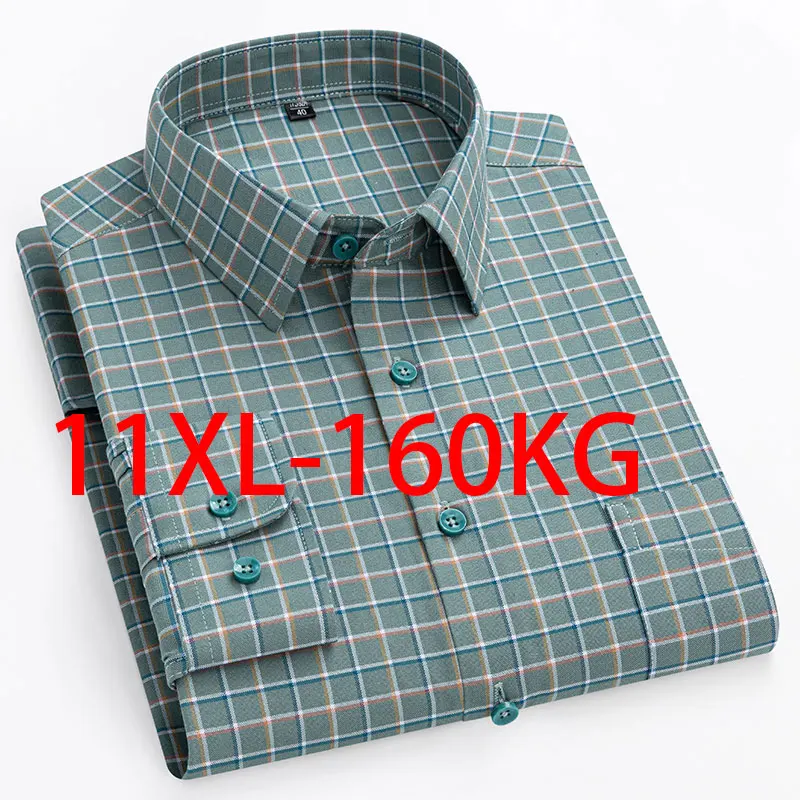 New 11XL 10XL Extra large men\'s long sleeve 100% cotton Oxford shirt Free ironing easy care Business social casual short sleeve