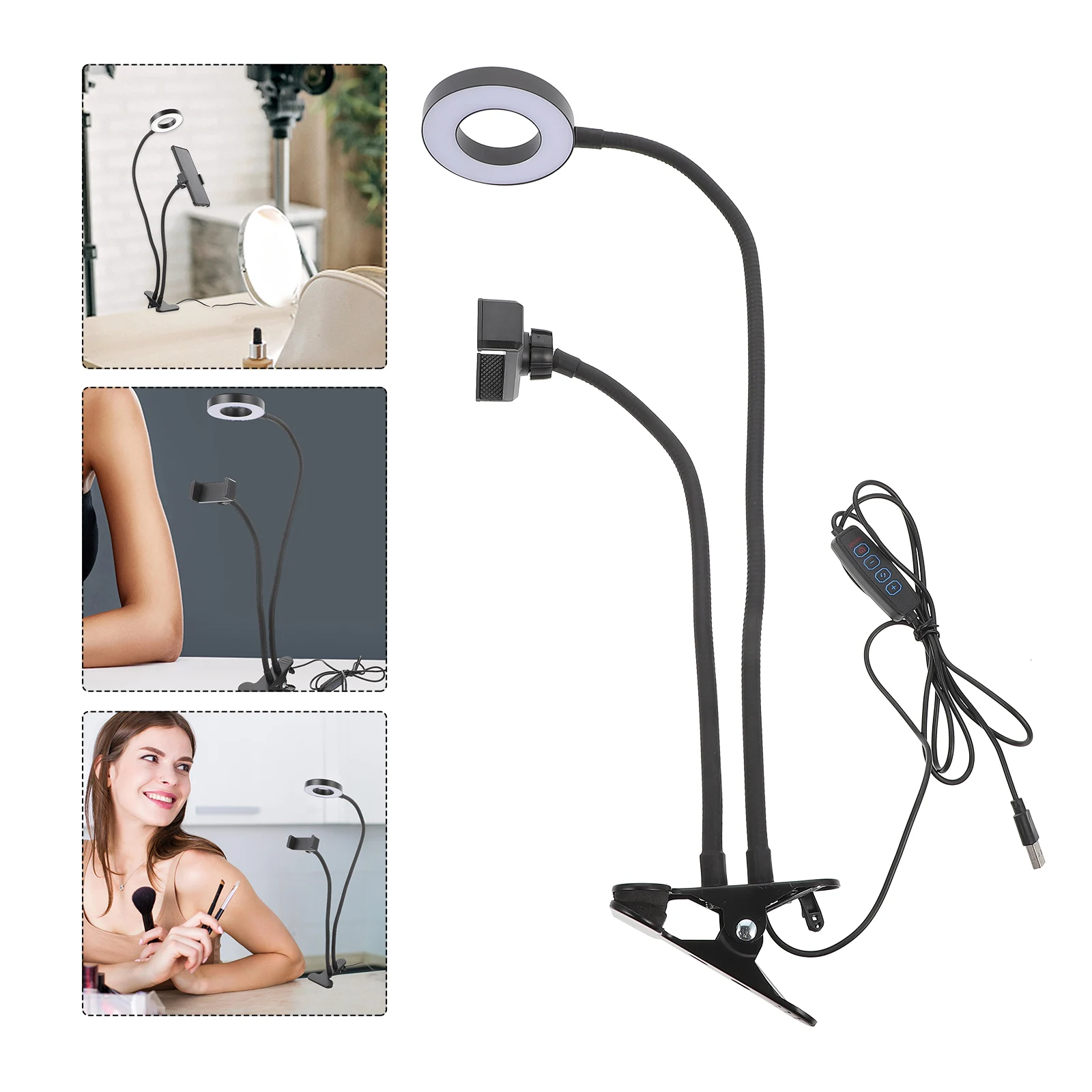 

1 set LED Light With Clip Clip Fill Light for Adjustable ABS Broadcast Phone Accessory