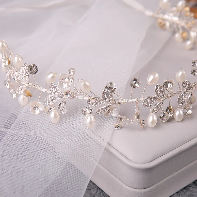 Accessori per capelli da sposa cintura per capelli con perle di cristallo ornamenti per capelli da sposa gioielli per capelli fasce per copricapo da