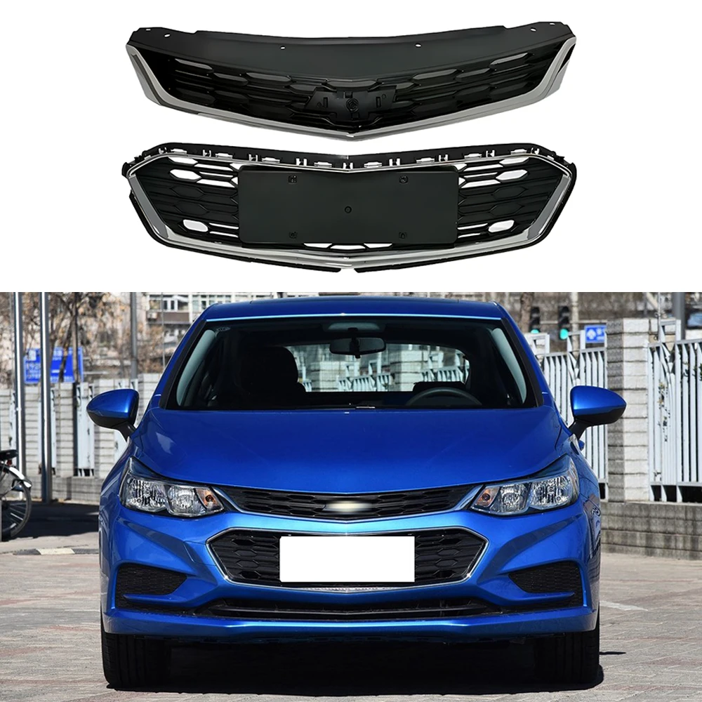 

For Chevrolet Cruze 2016 2017 2018 Black Car Front Grille Upper Racing Facelift Mesh Bumper Mask ABS Grills Grid Shell Trim