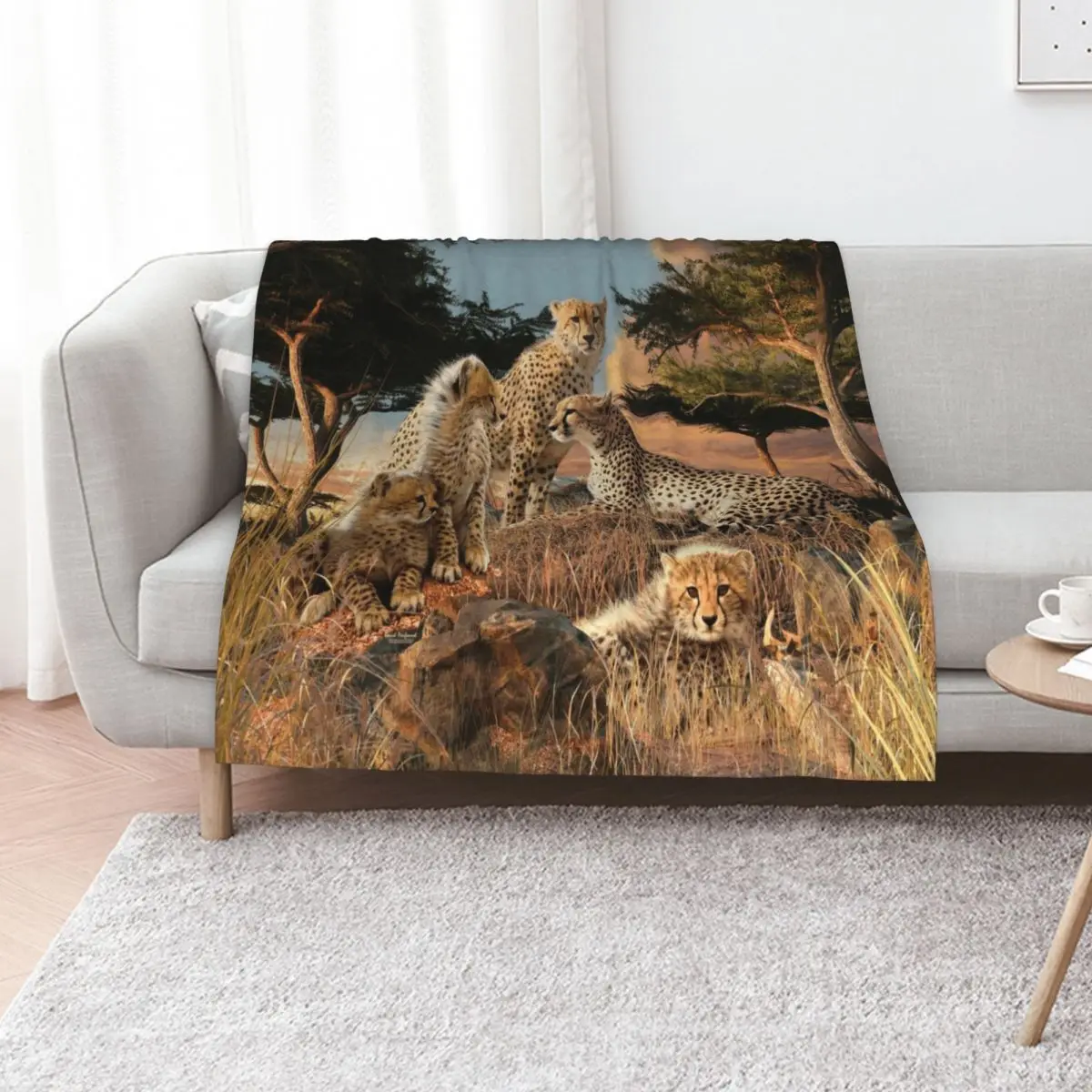 Cheetahs Throw Blanket Vintage Stuffeds Plush Decorative Sofa for babies Multi-Purpose Blankets