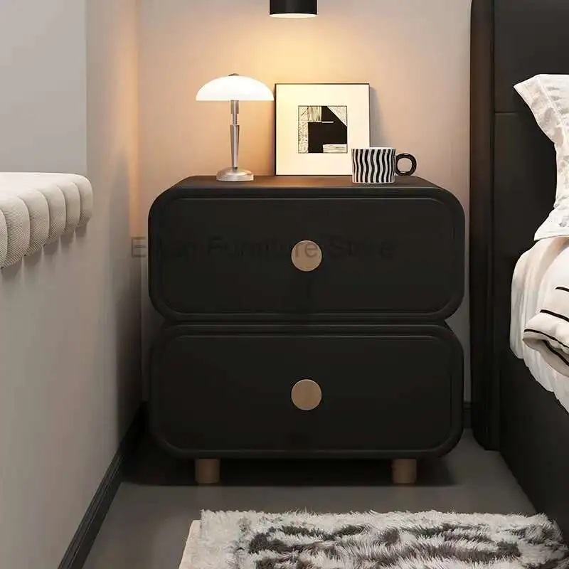 

Black Solid Wood Bedside Table Bedroom Household Bedside Storage Cabinet