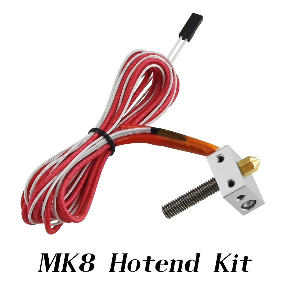 MK8 Hotend Kit 12V40W MK8 Extruder Short Range Direct Hot Head 1.75mm/0.4mm Throat Heater Block Nozzle For 3D Printer Anet A2 A8