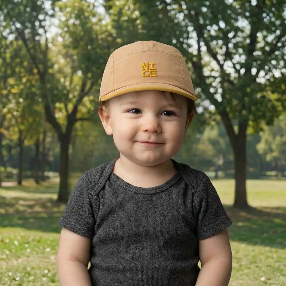 

Four Seasons Letter Embroidered Children Sun Hat Solid Color Adjustable Kids Baseball Cap Short Brim Cloth Duckbill Cap Retro