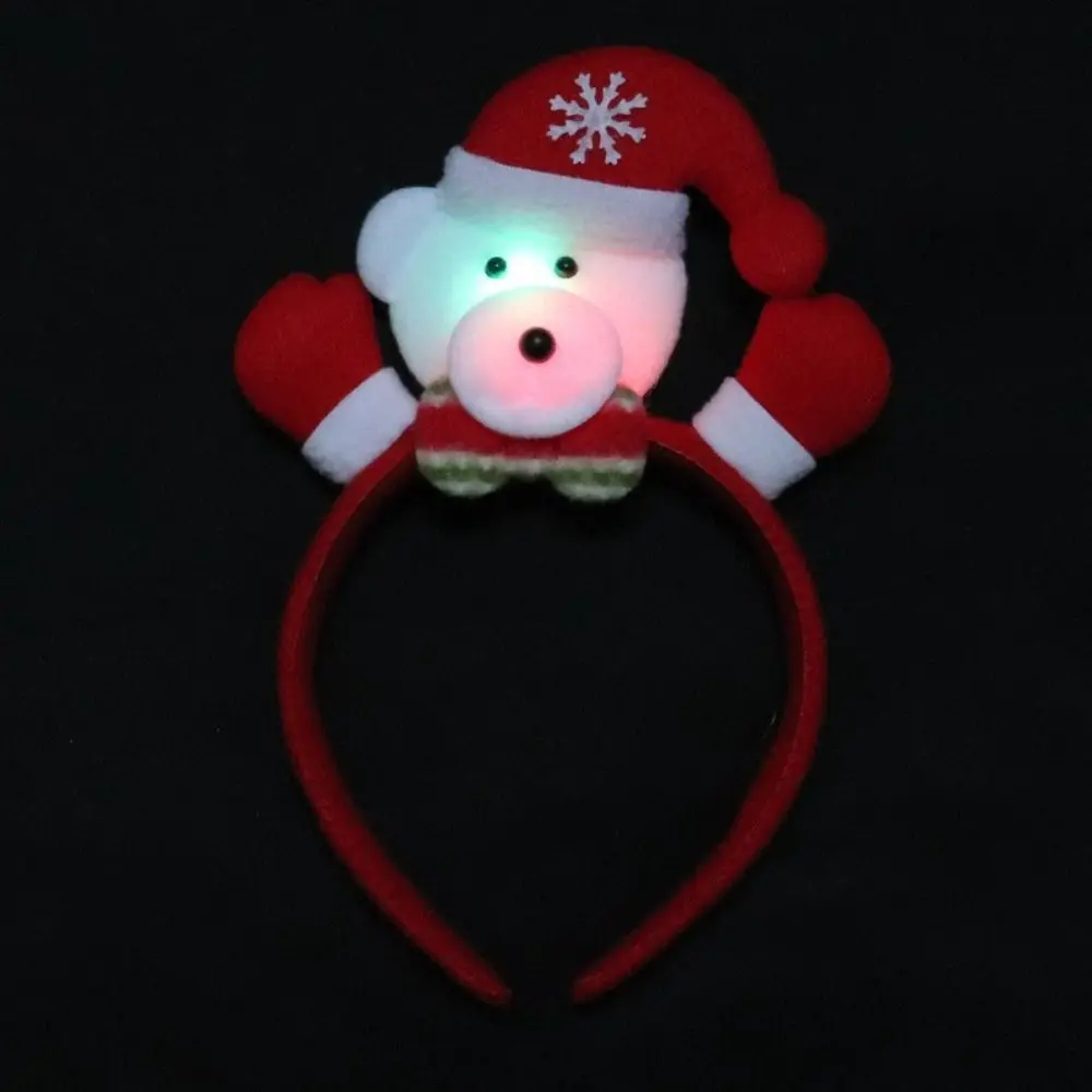 Reusable Red Snowman LED Light Headband Snowman Elk Christmas LED Headband Multiple Choice Comfortable Santa Hairband Children
