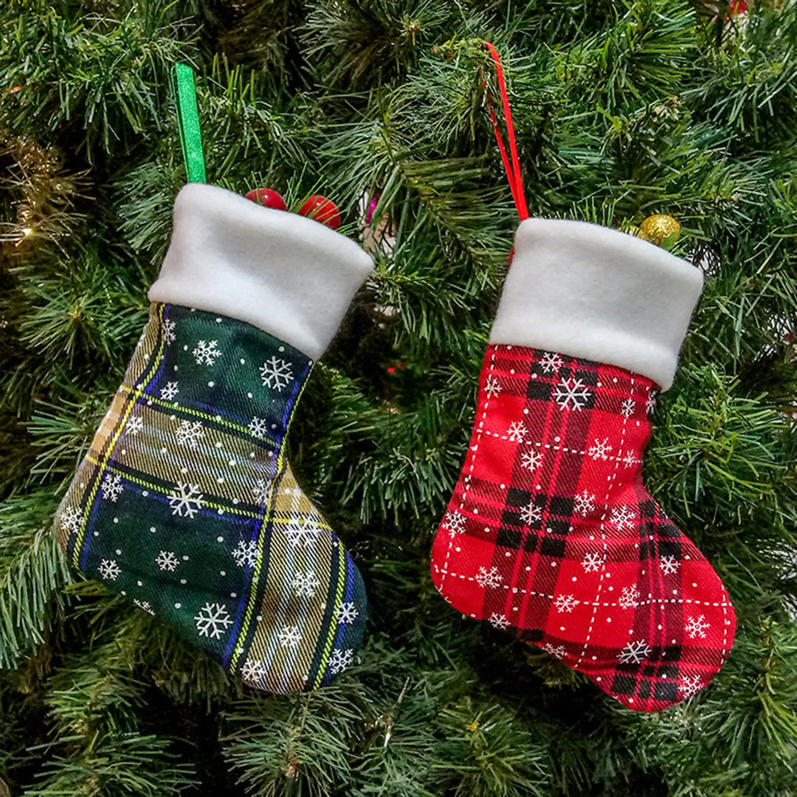 Xmas Tree Stockings Decoration Large Capacity Christmas Socks Ornament for Family Christmas Holiday