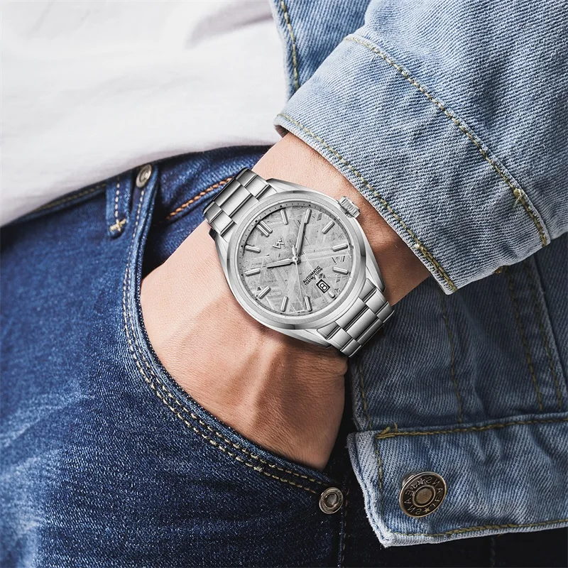 WM Watch Automatic Mechanical Men Watches NH35 Sapphire Limited Meteorite Series 100M Waterproof Man Welly Merck Watch WM217
