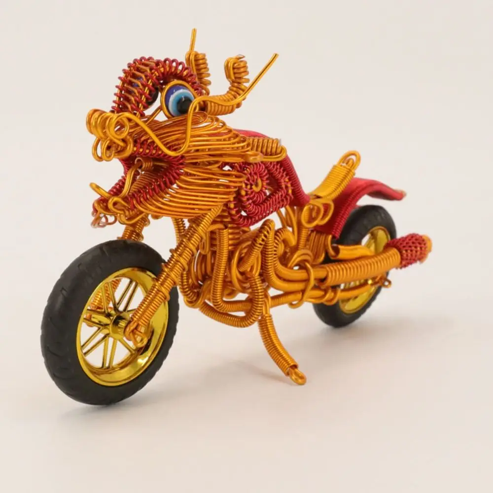 

Aluminum Wire Woven Motorcycle Sculpture Statue Collectible Aluminum Wire Motorbike Model Cartoon Crafts