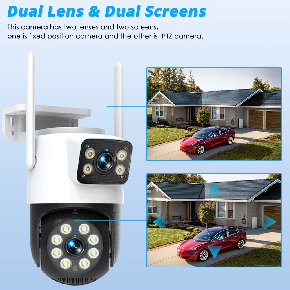 Imagem -02 - Dual Lens Ptz Video Surveillance Câmera Dual Screen ai Humano Auto Tracking Dual Audio Outdoor Segurança Wifi Tuya 8mp 4k