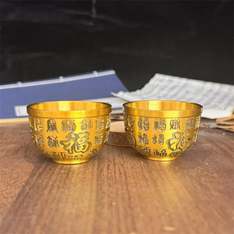 Decor Brass Ornaments Treasure Basin Wealth Chinese Bowl Desktop Decoration Golden Tabletop Office