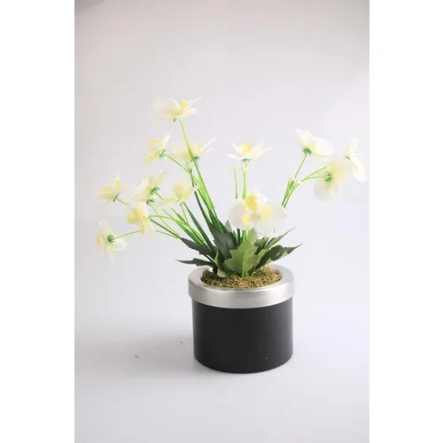 Kibrithane Flower Artificial Flower Metal Flower Pot White Fabric Orchid KC00200817