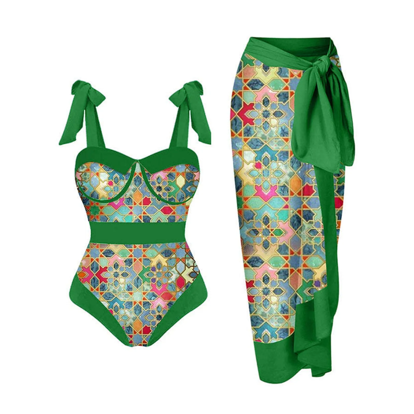 2024 New 2-Piece Women Bikini Set Push Up Floral Printed Ruffle Bikinis Strappy Bandage Swimwear Brazilian Biquini Bathing Suit