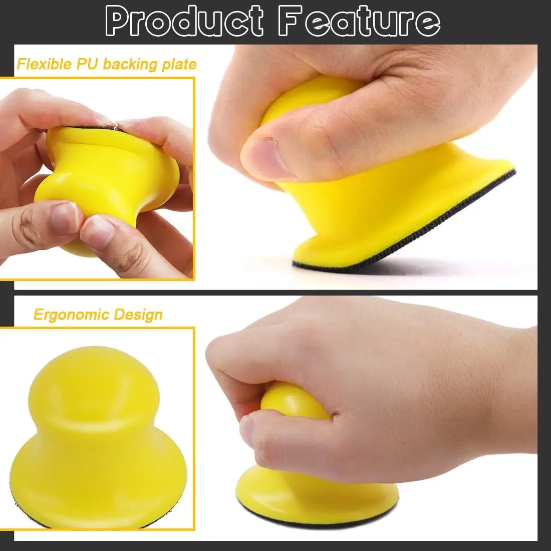 3 Inch Hook and Loop Hand Sanding Block 92Pcs WithRound Sanding Pad Hook Backing Plate with 90Pcs Hook and Loop Sanding Disc Set