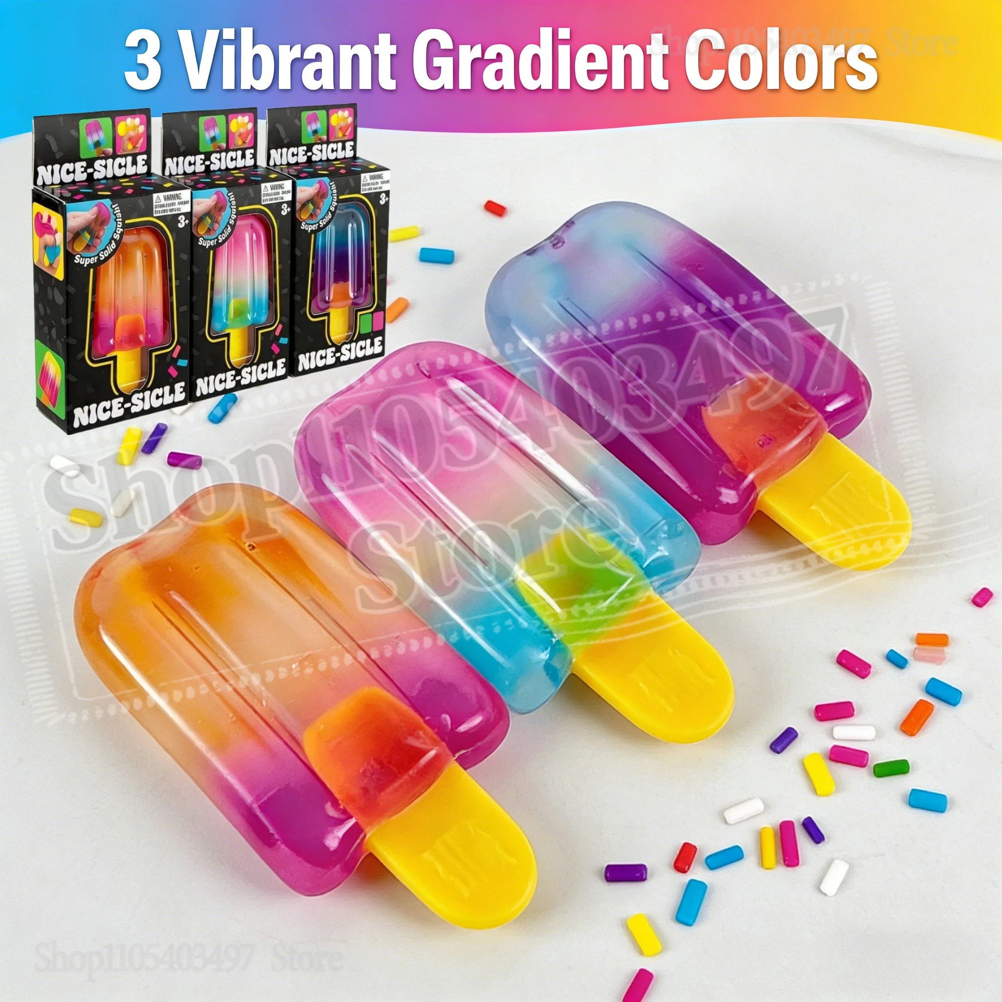 

2026 HOT NeeDoh Nice-Sicle Popsicle Sensory Squeeze Toy Super Solid Squish Stress Relief for Kids Adults Summer Easter Gift