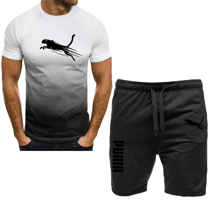 Spring/Summer Fashion Men's Casual Sports Short sleeve suit, two-piece set, T-shirt and pants, men's wear, Summer fashion