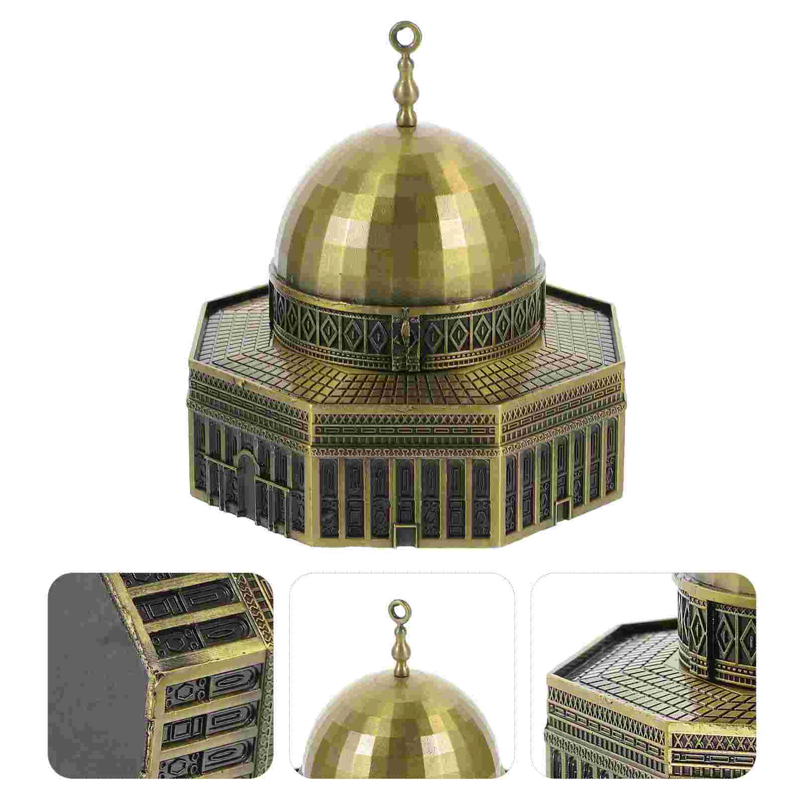 Jerusalem Model Decor Landmark Decorations Metal Dome of The Rock Building Craft Desktop Figurine Travel