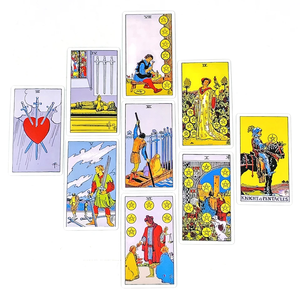 Cartas del Tarot - 78 piezas de Juego de Tarot Inglés para la Lectura del Destino y el Diversión de Ocio, Artístico con temas místicos, Juego de mesa para Amigos, compañeros de