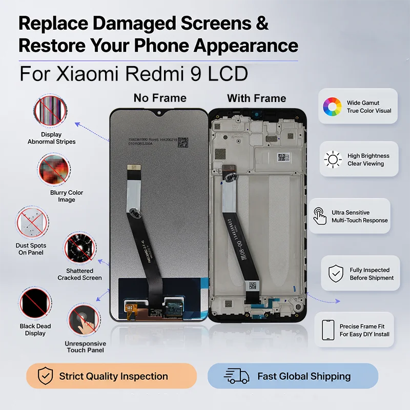 IPS For Xiaomi Redmi 9A 9C LCD M2004J19G Display Touch Screen For Xiaomi Redmi 9 LCD M2006C3LG M2006C3MG Display Replace Parts