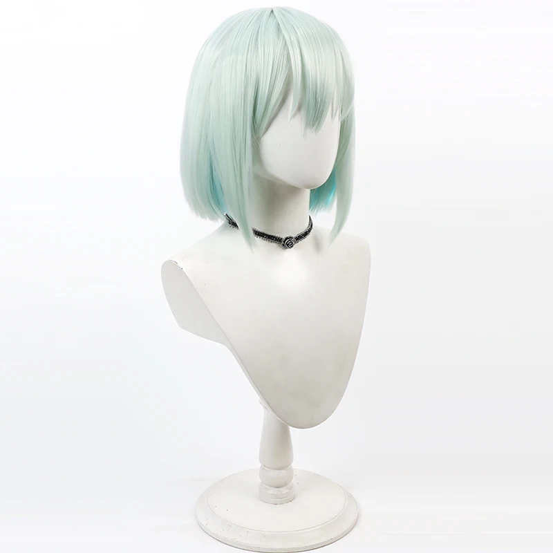 Kinari Azekawa Cosplay Wig 18 Trip Mint Green Short Heat Resistant Synthetic Hair Halloween Role Play Party Headwear + Wig Cap image 3