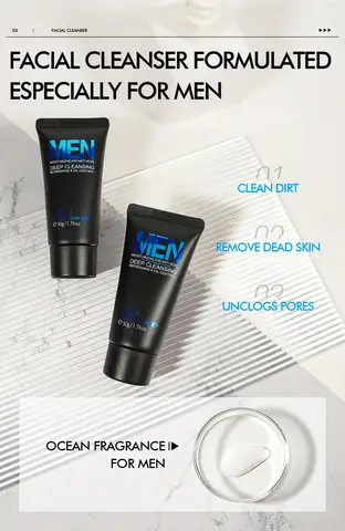 LAIKOU Men Facial Cleanser Face Wash Fuktgivande Man Skin Care Oil Control Blackhead Removal Scrub Cosmetics Djupgående Rengöring 50g 8 best sales enkel ansiktstvätt - №2