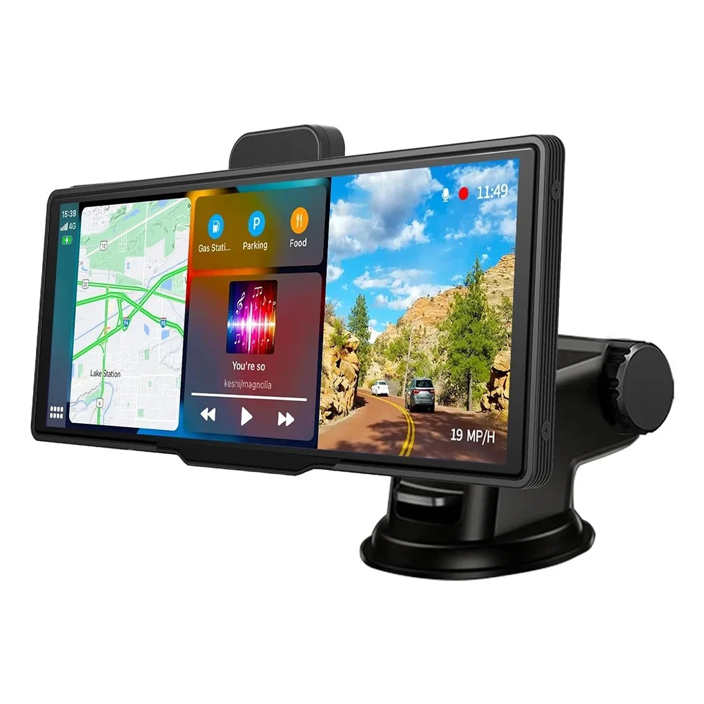 10.26inch Universal Portable Wireless Carplay Dvr Display Android Auto Screen Plug And Play Touch Screen Dashcam 2 Lenses